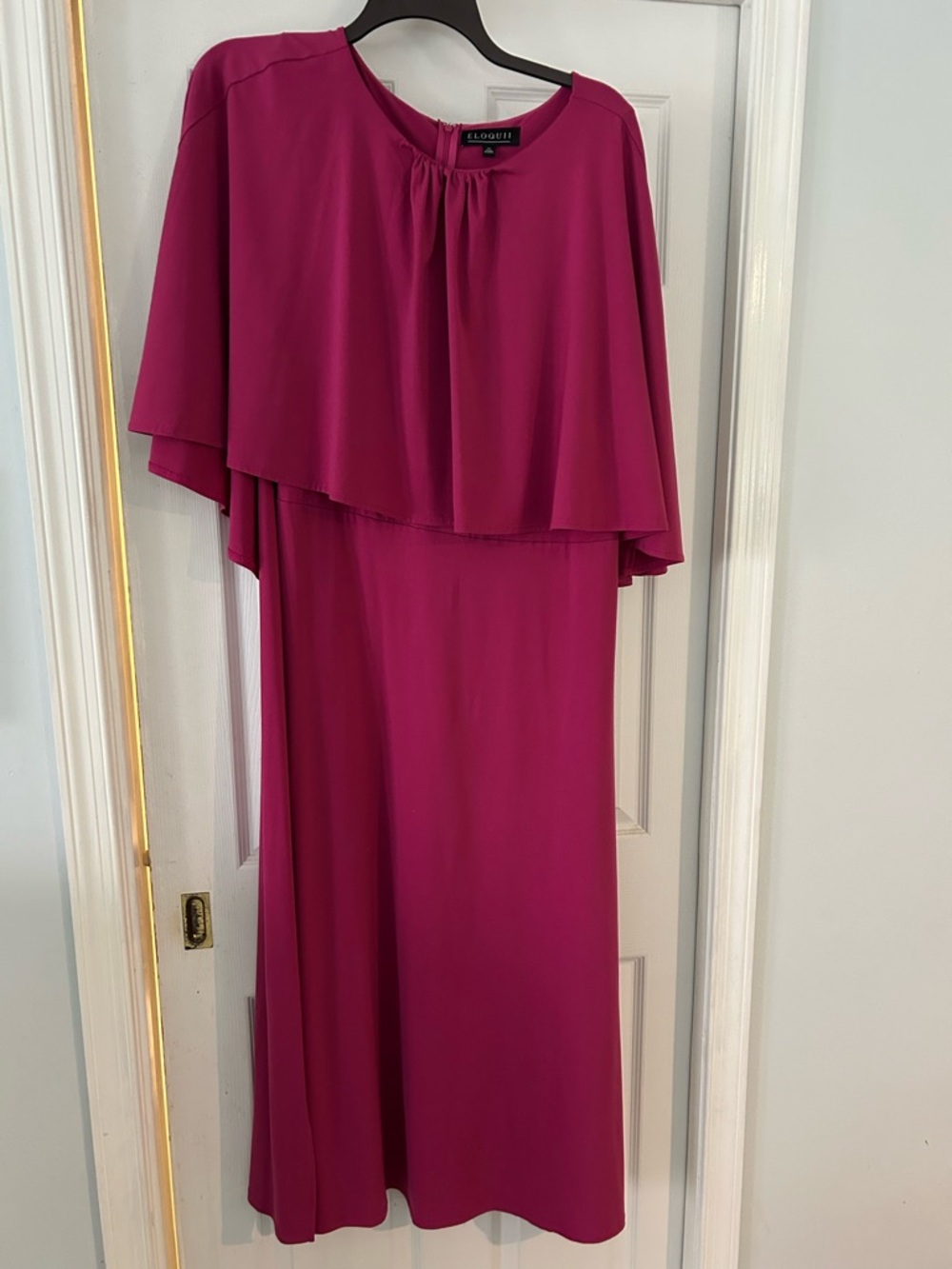Eloquii Fuchsia Cape-Overlay Maxi Dress